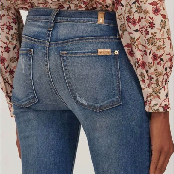 7 For All Mankind 24 The Ankle Skinny Distressed 7FAM Women's Designer Jeans - Picture 4 of 16